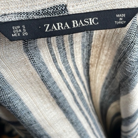 Zara Ecru Neutral Striped Boho 3/4 Sleeves Fringe Kimono festival Jacket sz sm - Picture 9 of 11